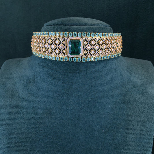 925 Silver Necklace With Lab Grown Emerald - G. K. Ratnam