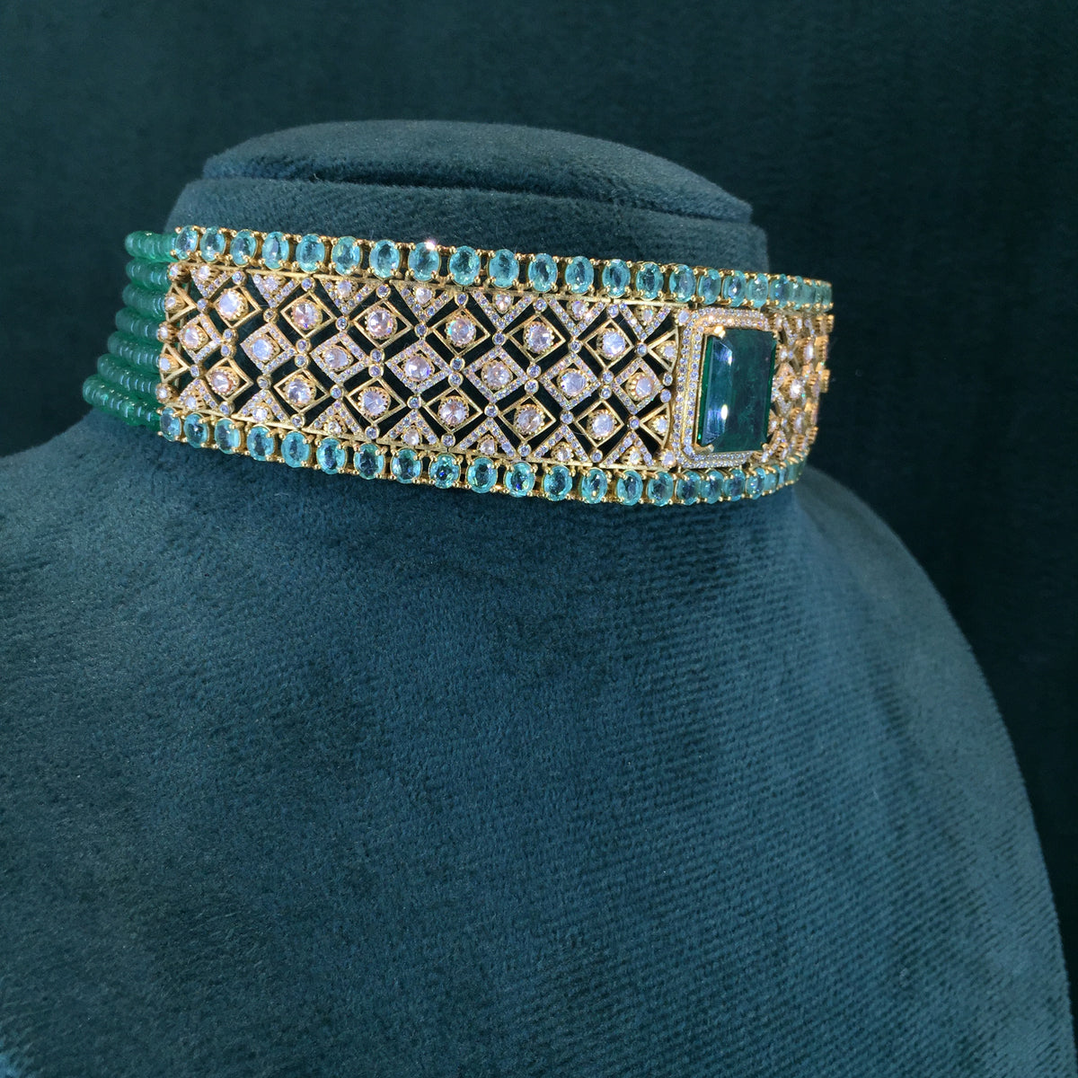 925 Silver Necklace With Lab Grown Emerald - G. K. Ratnam