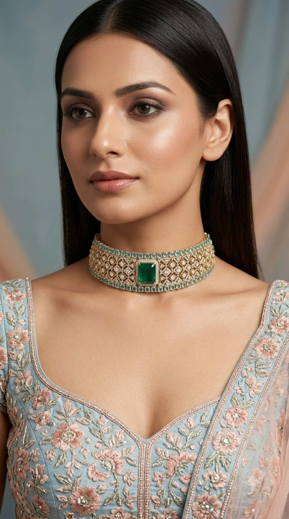 925 Silver Necklace With Lab Grown Emerald - G. K. Ratnam