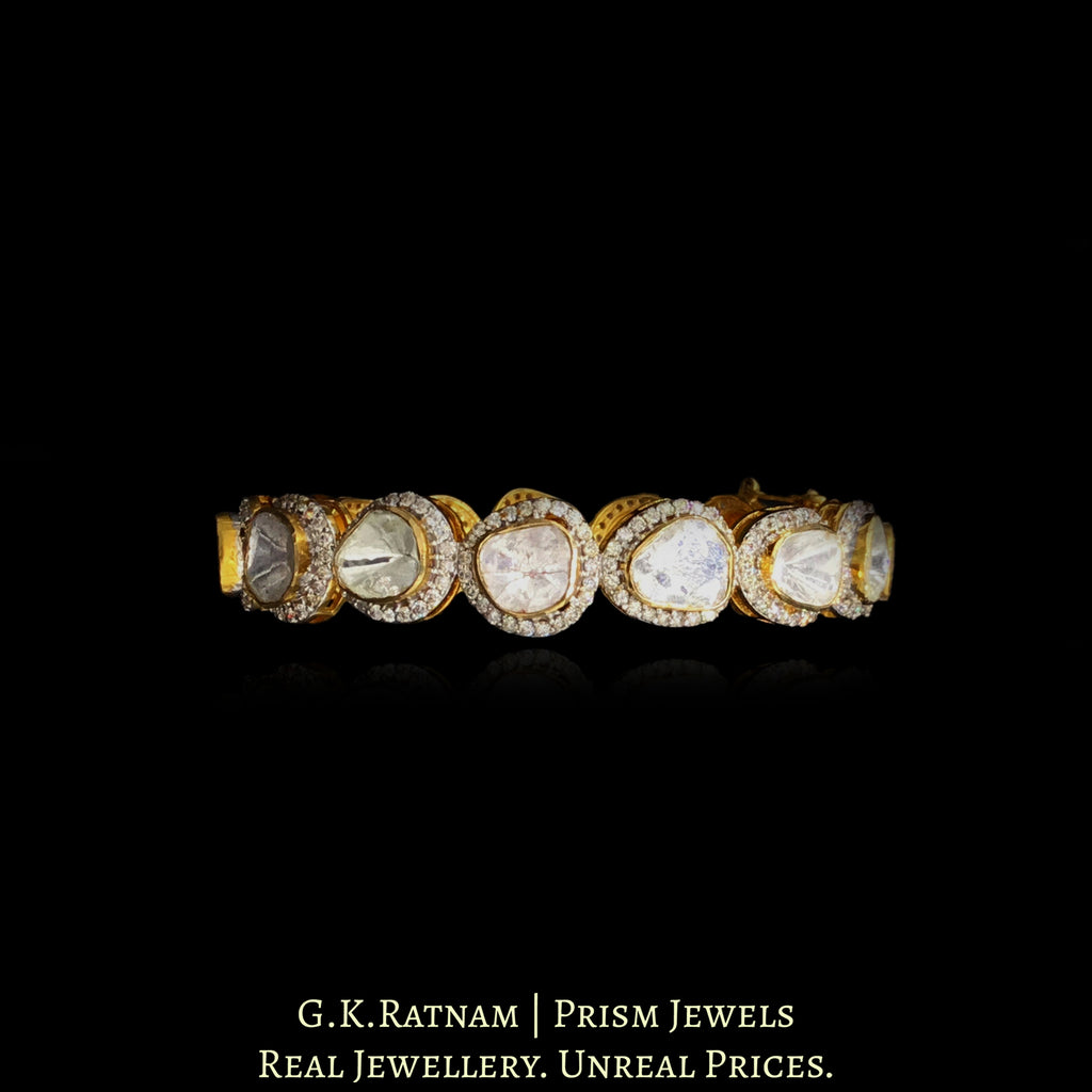 18k Gold and Diamond Polki Open Setting Bangle with Big Uncuts - G. K. Ratnam