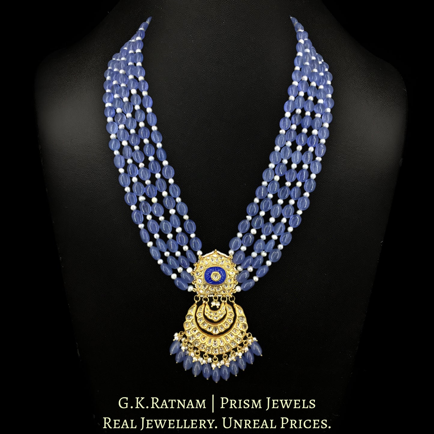 23k Gold and Diamond Polki Chand Bali Pendant Set