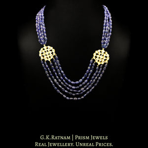 Traditional Gold and Diamond Polki Broach Necklace with Blue Sapphires