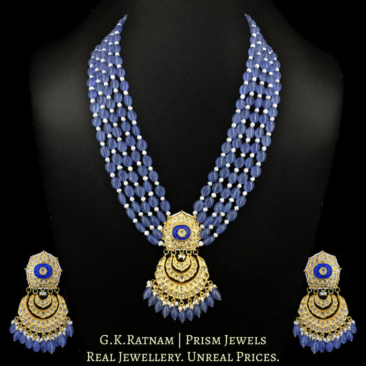 23k Gold and Diamond Polki Chand Bali Pendant Set - G. K. Ratnam