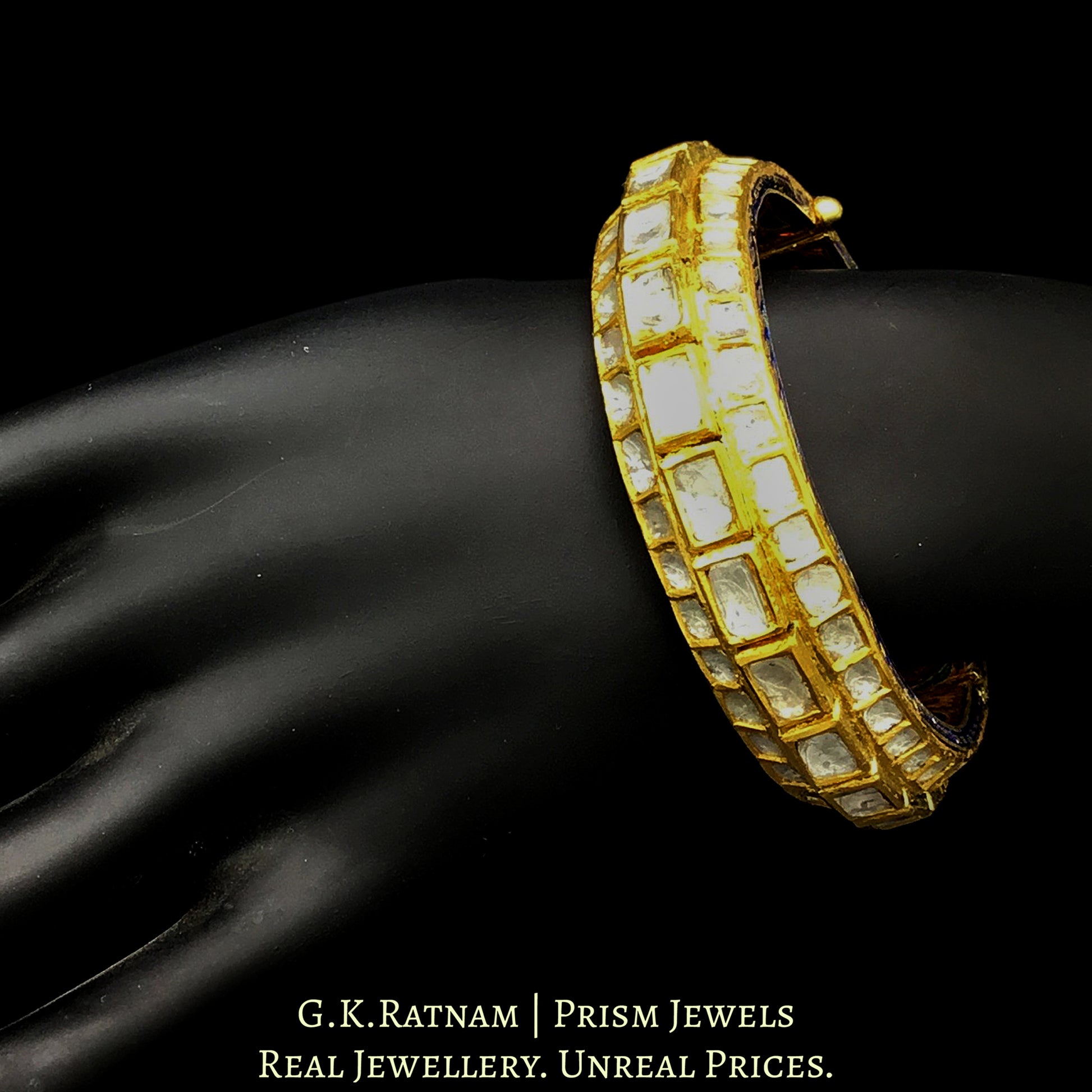18k Gold and Diamond Polki Bangle with 3-D setting - G. K. Ratnam