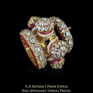 18k Gold and Diamond Polki Open Setting Bangle (Gajra / Pacheli)