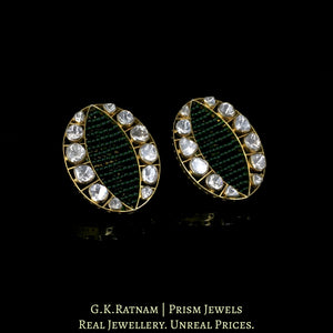 18k Gold and Diamond Polki Karnfool Earring Pair