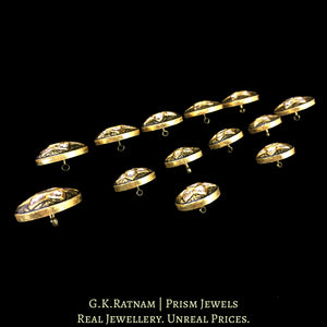 18k Gold And Diamond Polki Sherwani Buttons with Black Enamel