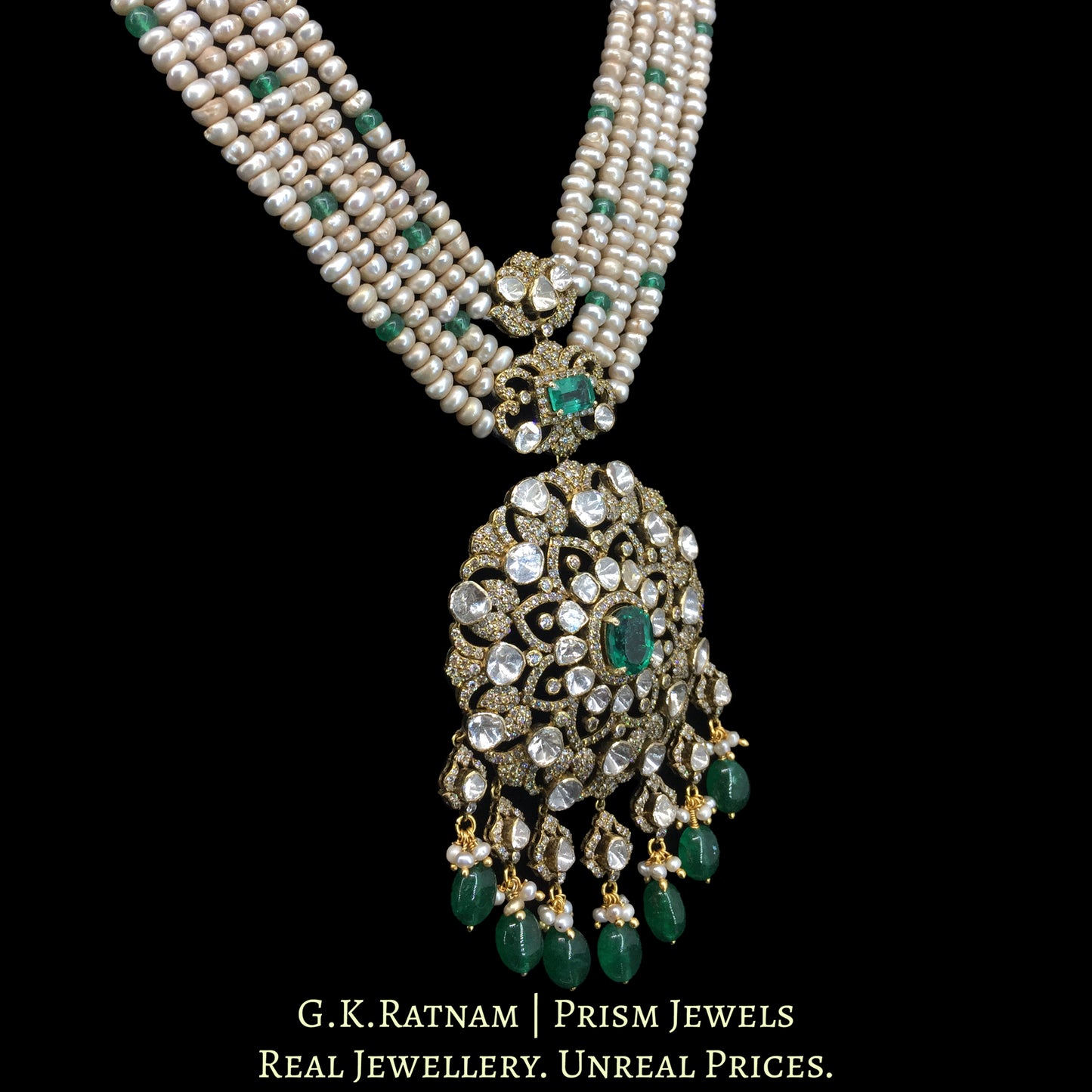 18K Gold and Diamond Polki Open Setting victorian-finish Pendant