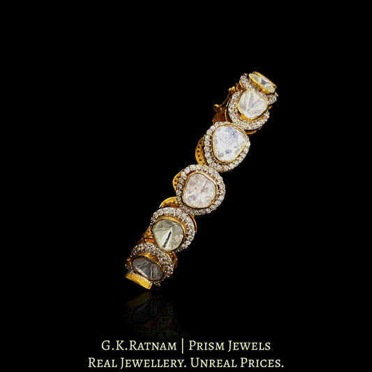18k Gold and Diamond Polki Open Setting Bangle with Big Uncuts - G. K. Ratnam