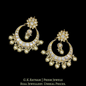 18k Gold and Diamond Polki Choker Necklace Set enhanced with south-sea-grade pearls