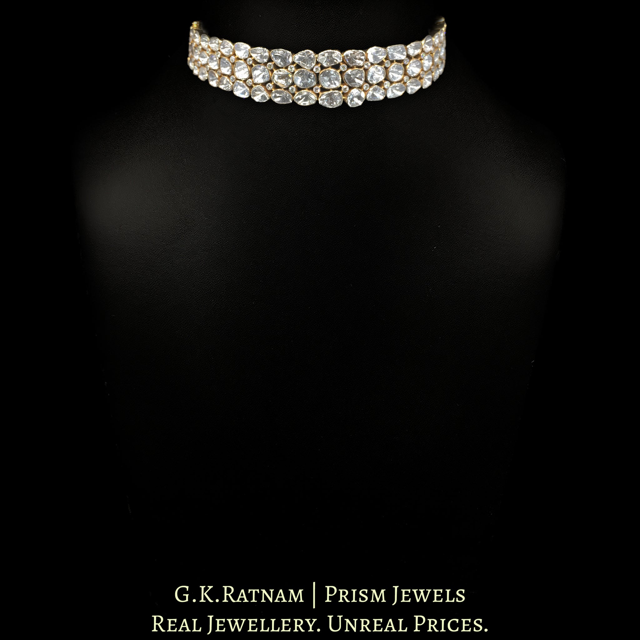 14k Gold and Diamond Polki Open Setting Bracelet / Choker with detachable Pendant