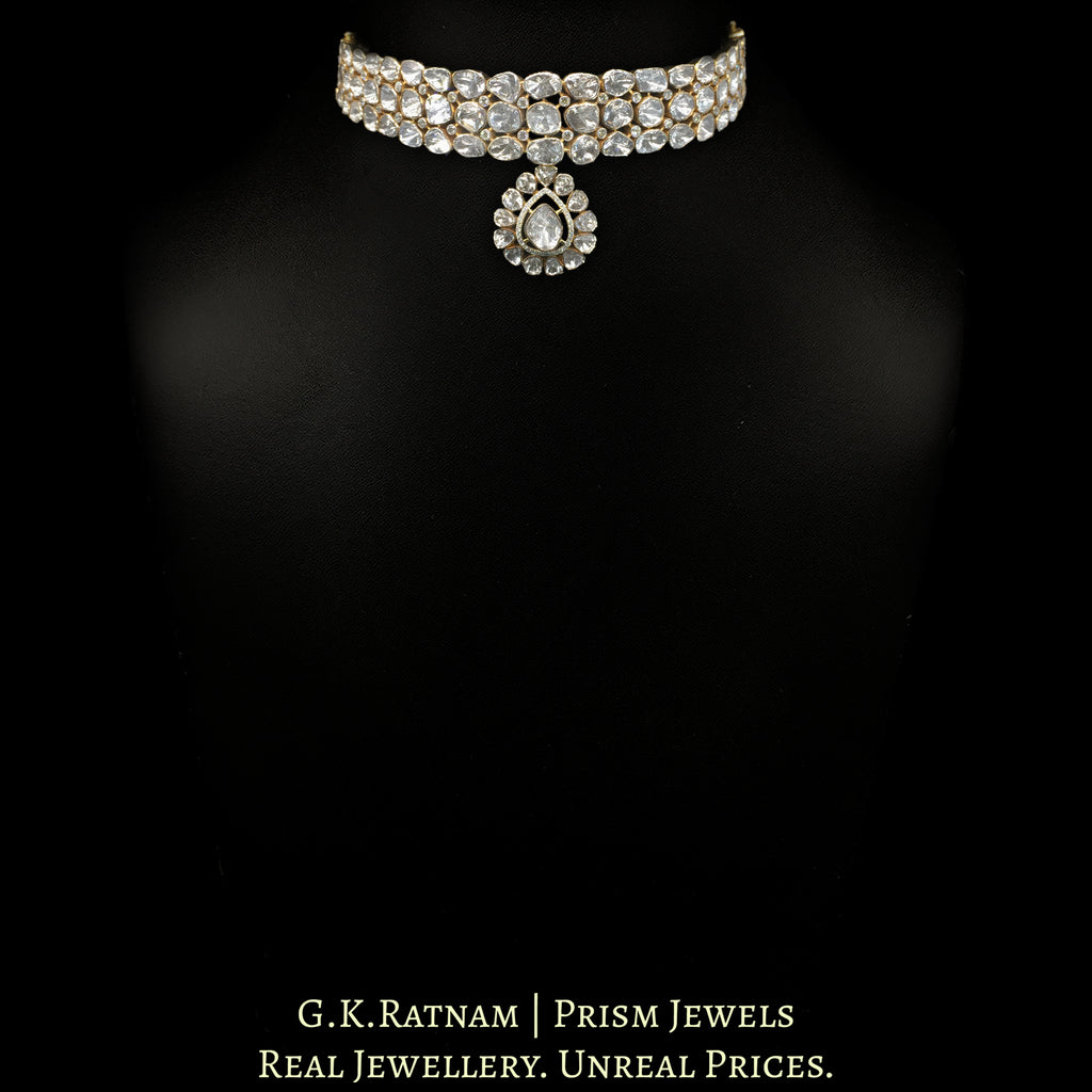 14k Gold and Diamond Polki Open Setting Bracelet / Choker with detachable Pendant