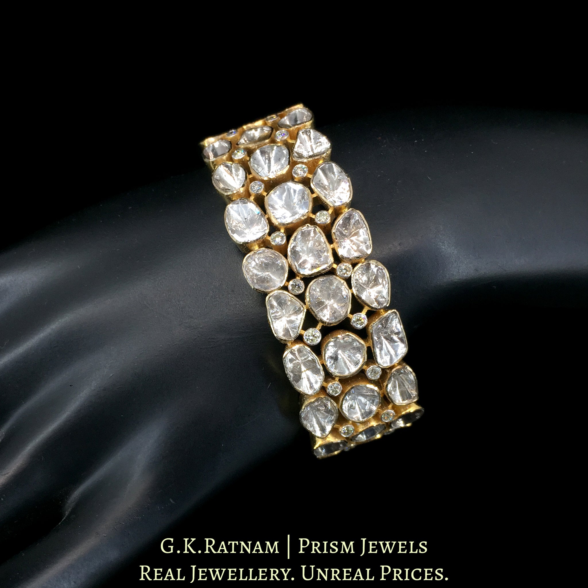 14k Gold and Diamond Polki Open Setting Bracelet / Choker with detachable Pendant
