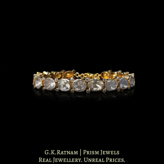 18k Gold and Diamond Polki Open Setting Tennis Bracelet interspersed with Diamonds - G. K. Ratnam
