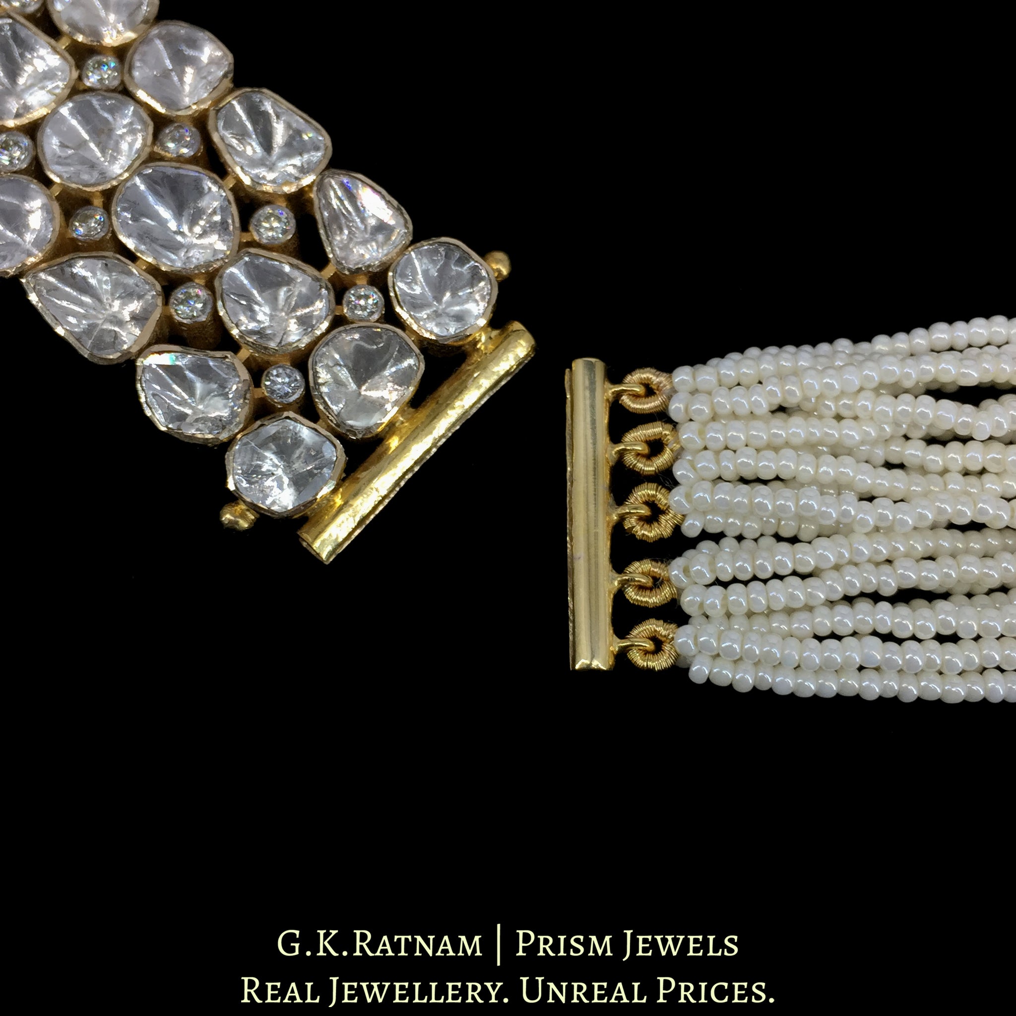 14k Gold and Diamond Polki Open Setting Bracelet / Choker with detachable Pendant