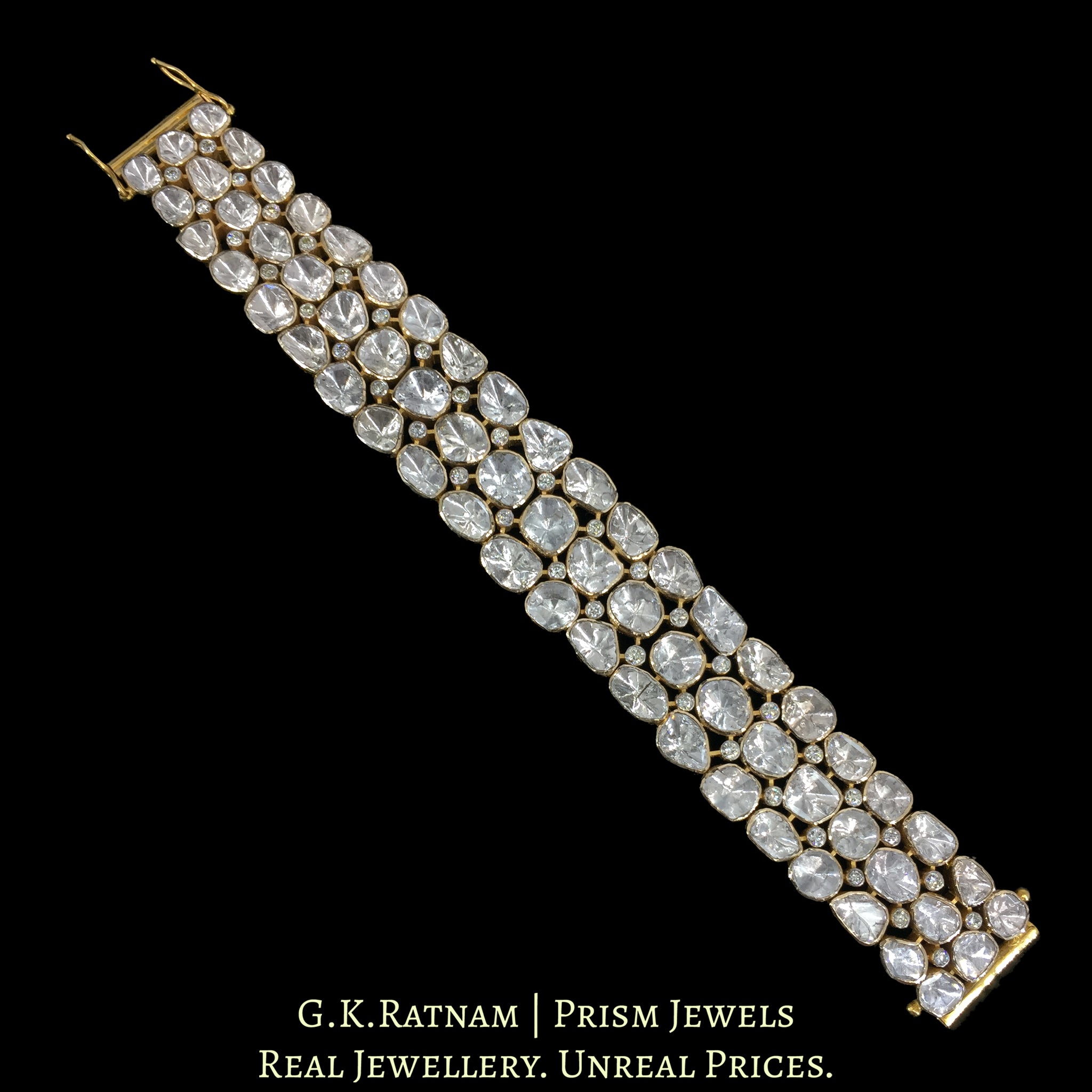 14k Gold and Diamond Polki Open Setting Bracelet / Choker with detachable Pendant