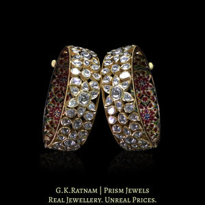 18k Gold and Diamond Polki Bangle Pair