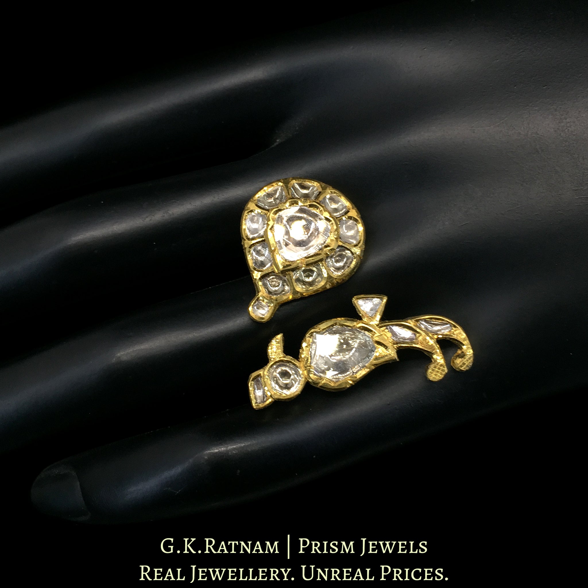 18k Gold and Diamond Polki two-finger Ring