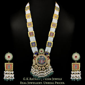 23k Gold and Diamond Polki Pendant Set with Patrihaar / Ranihaar of hand-painted Shri Nath Ji Motifs