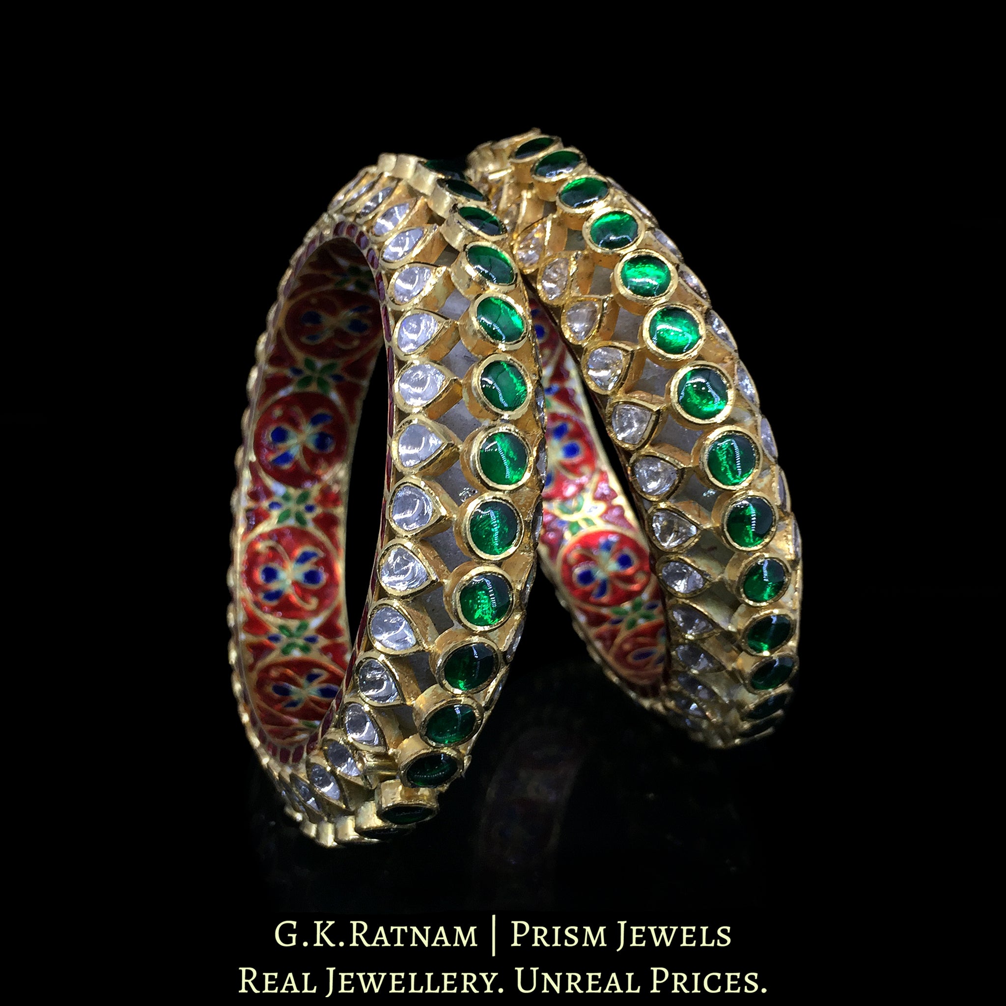 18k Gold and Diamond paunchi-inspired Polki Bangle Pair