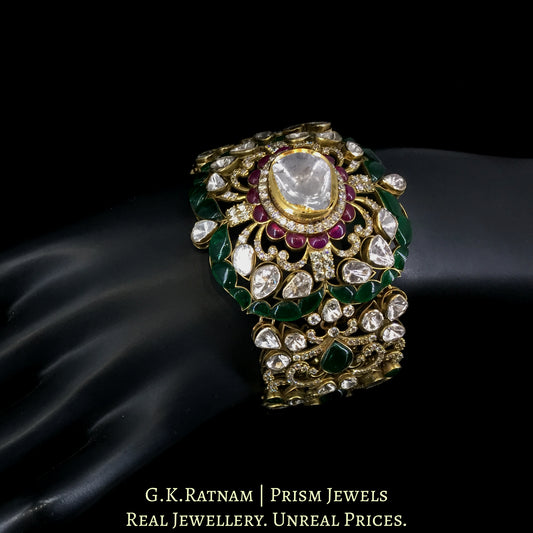 14k Gold and Diamond Polki Open Setting Bracelet in victorian-finish