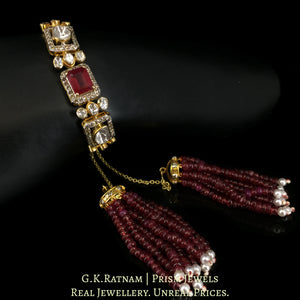 18k Gold and Diamond Polki Open Setting Chain Bracelet with Rubies