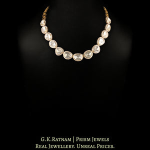 14k Gold and Diamond Polki Open Setting Necklace with far sized uncut diamonds