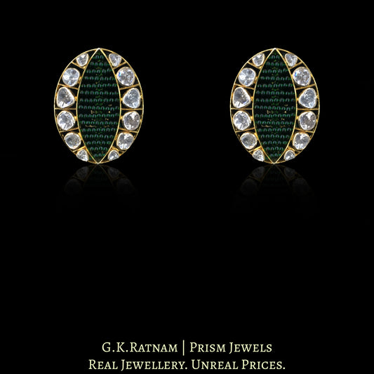 18k Gold and Diamond Polki Karnfool Earring Pair