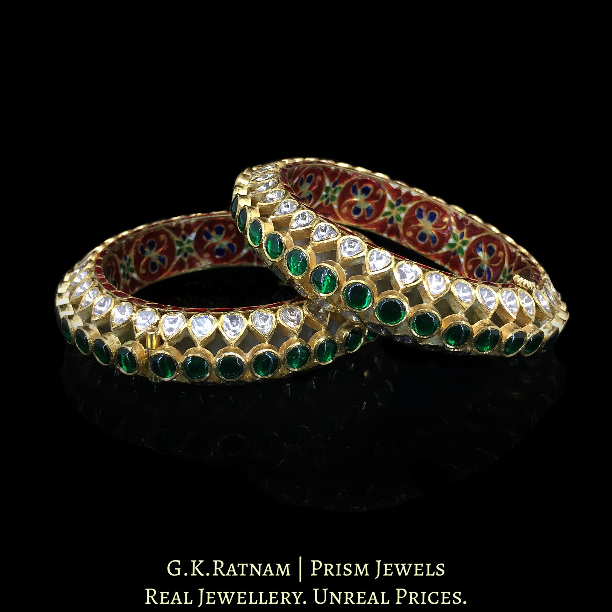 18k Gold and Diamond paunchi-inspired Polki Bangle Pair