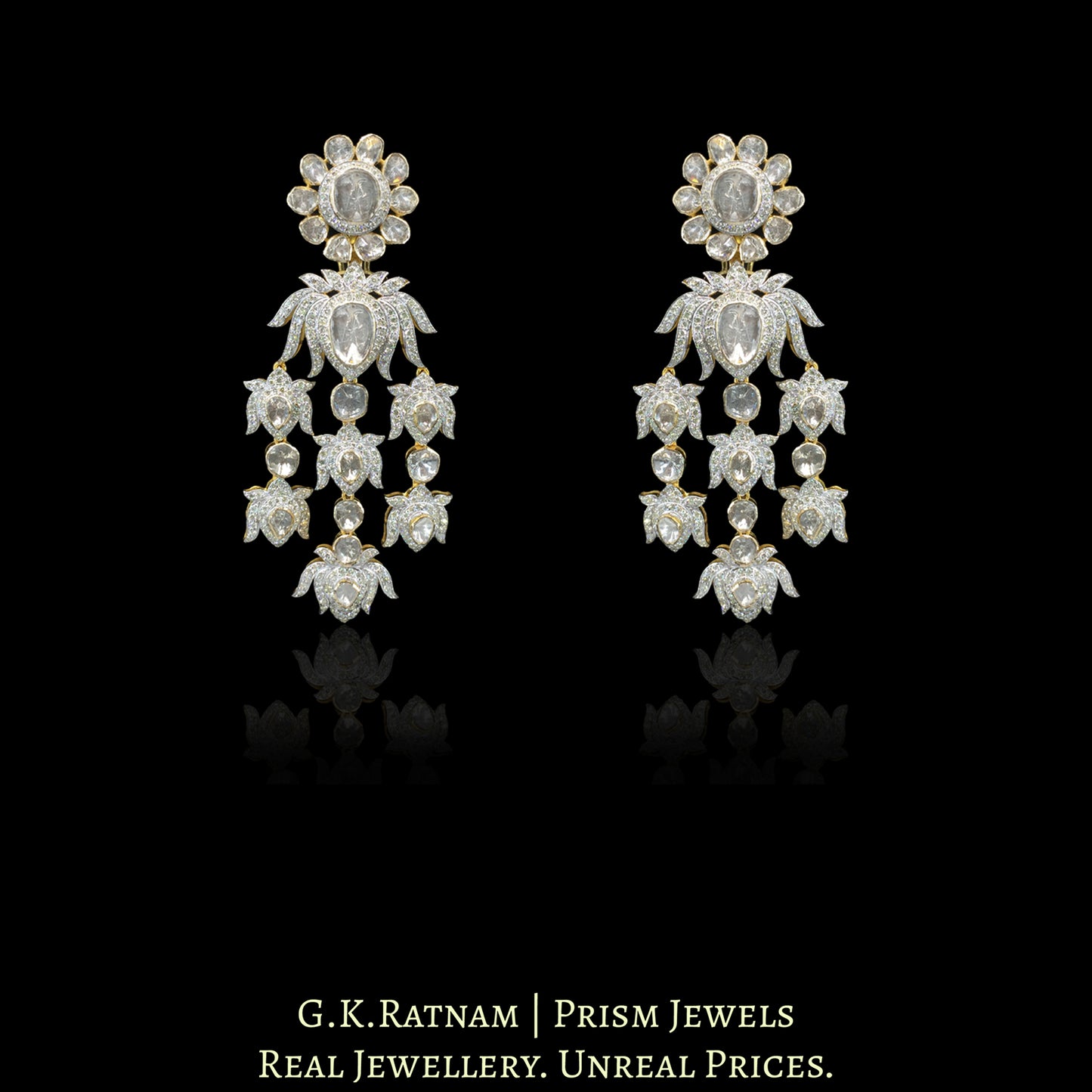 14k Gold and Diamond Polki Open Setting Bridal Necklace Set
