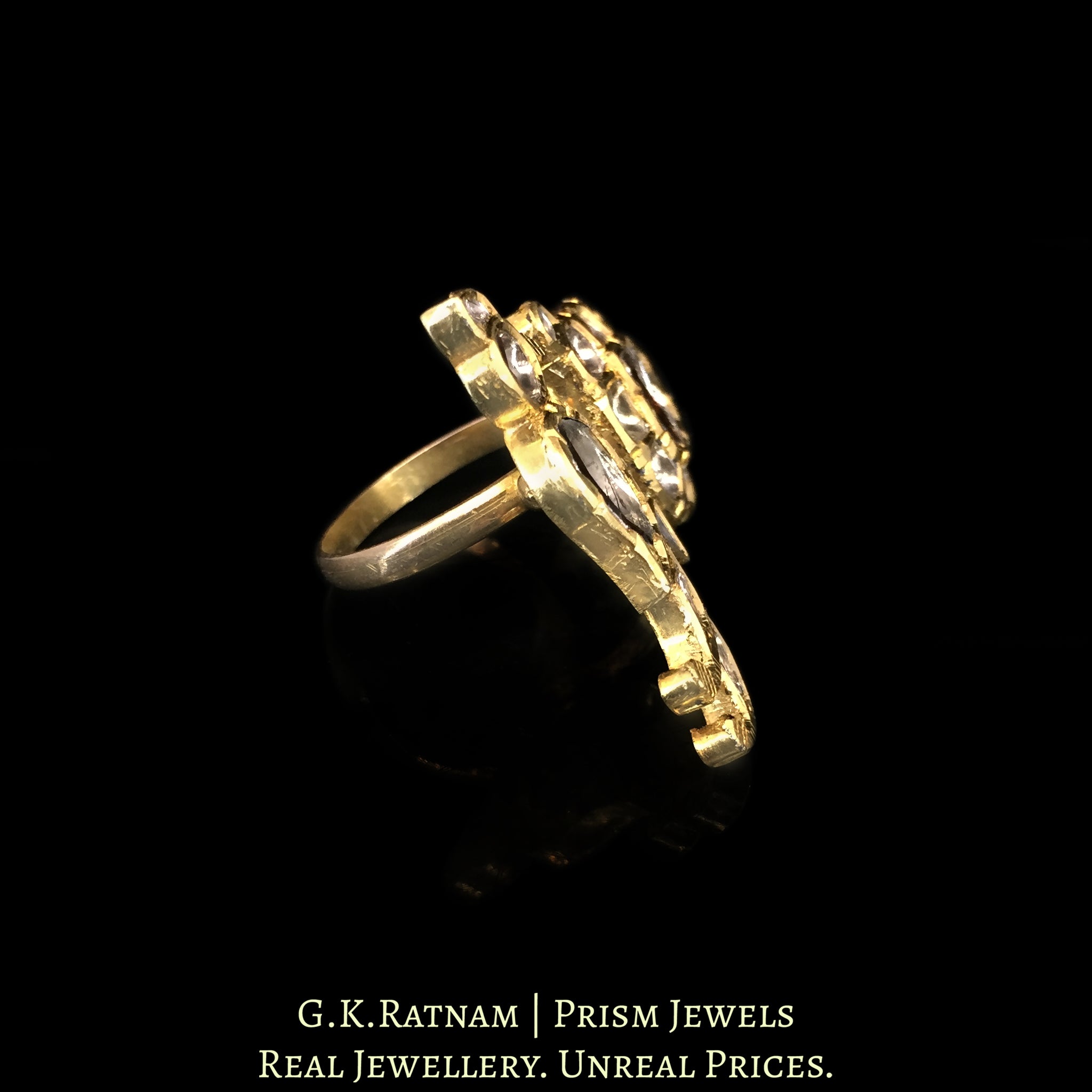 18k Gold and Diamond Polki two-finger Ring