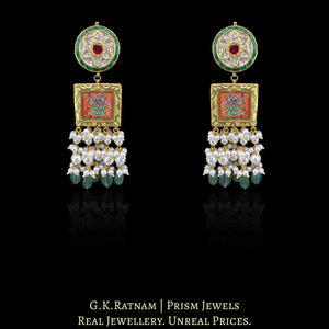 23k Gold and Diamond Polki Pendant Set with Patrihaar / Ranihaar of hand-painted Shri Nath Ji Motifs