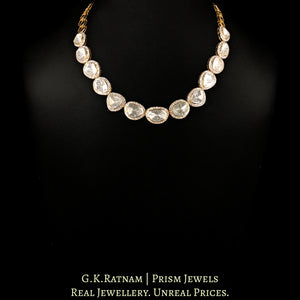 14k Gold and Diamond Polki Open Setting Necklace with far sized uncut diamonds