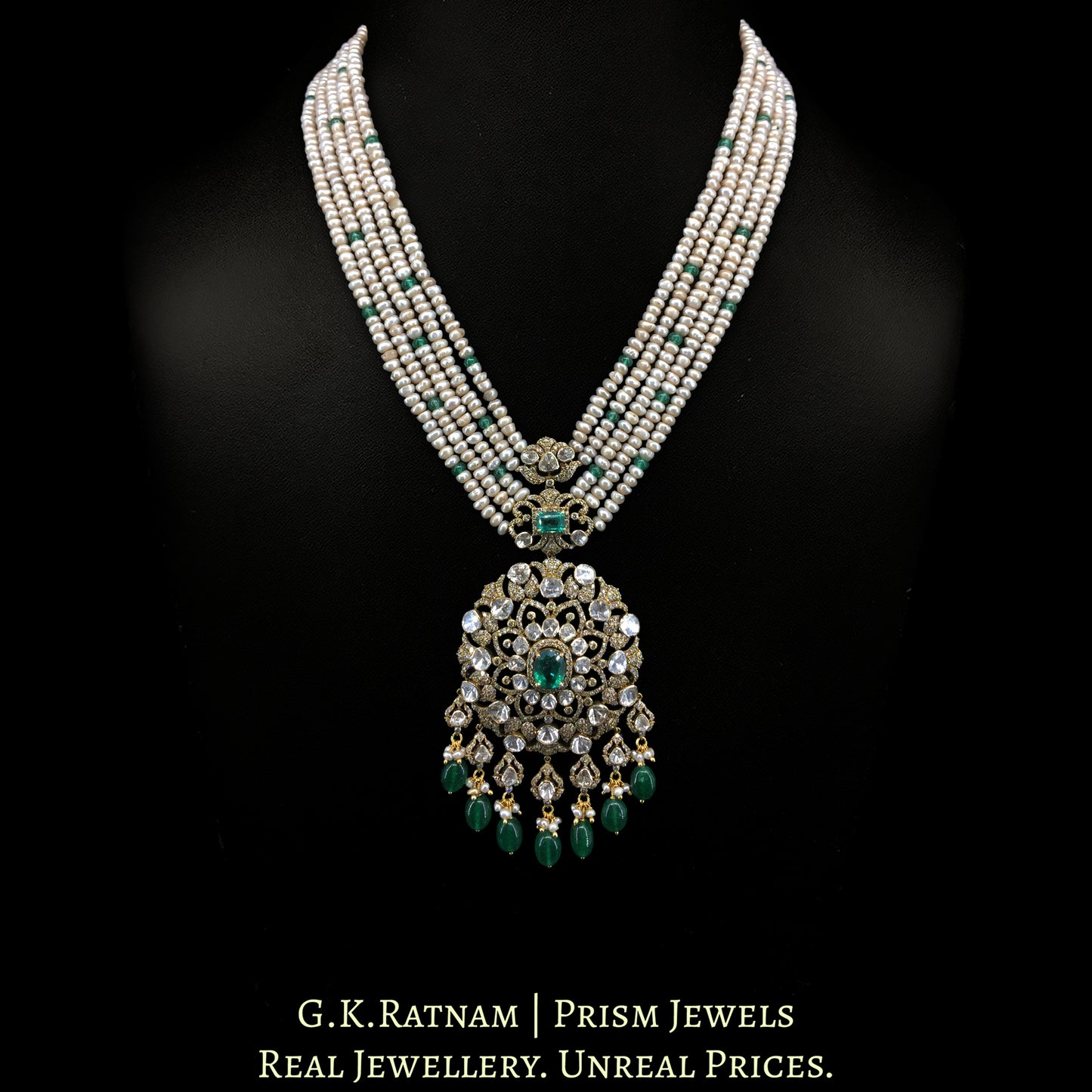 18K Gold and Diamond Polki Open Setting victorian-finish Pendant