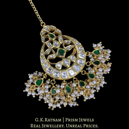 18K Gold And Diamond Polki Maang Tika With Pearls - G. K. Ratnam