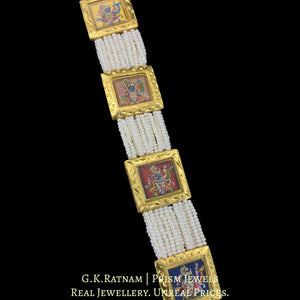 23k Gold and Diamond Polki Pendant Set with Patrihaar / Ranihaar of hand-painted Shri Nath Ji Motifs