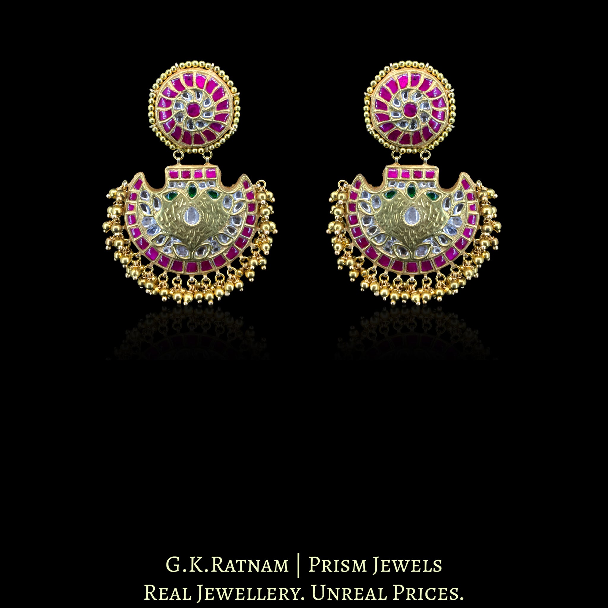 23k Gold and Diamond Polki Pankhi Necklace Set