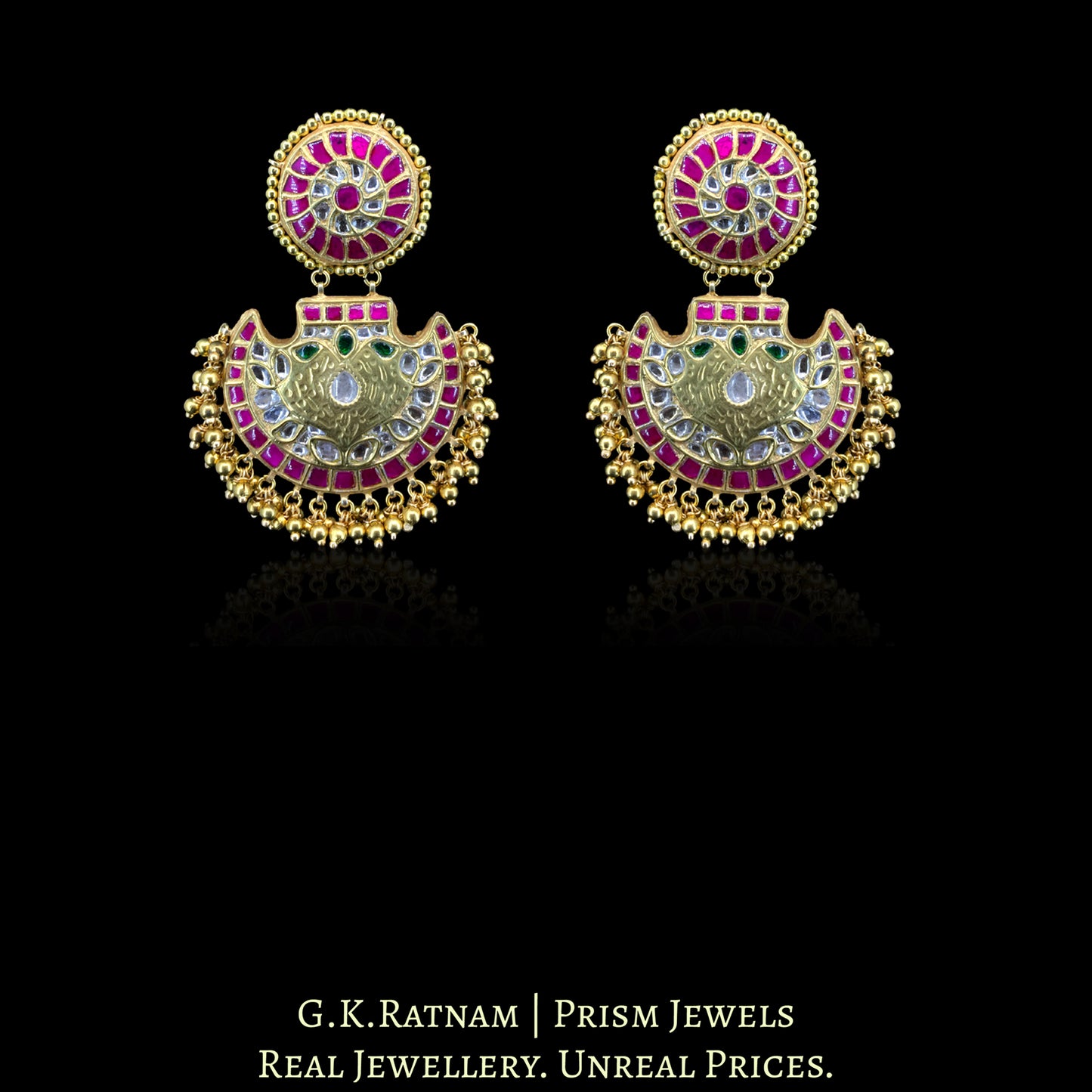 23k Gold and Diamond Polki Pankhi Necklace Set