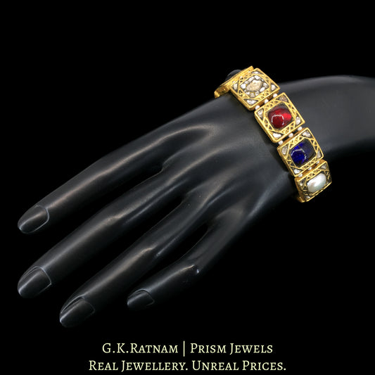 23k Gold and Diamond Polki Navratna Bracelet - G. K. Ratnam