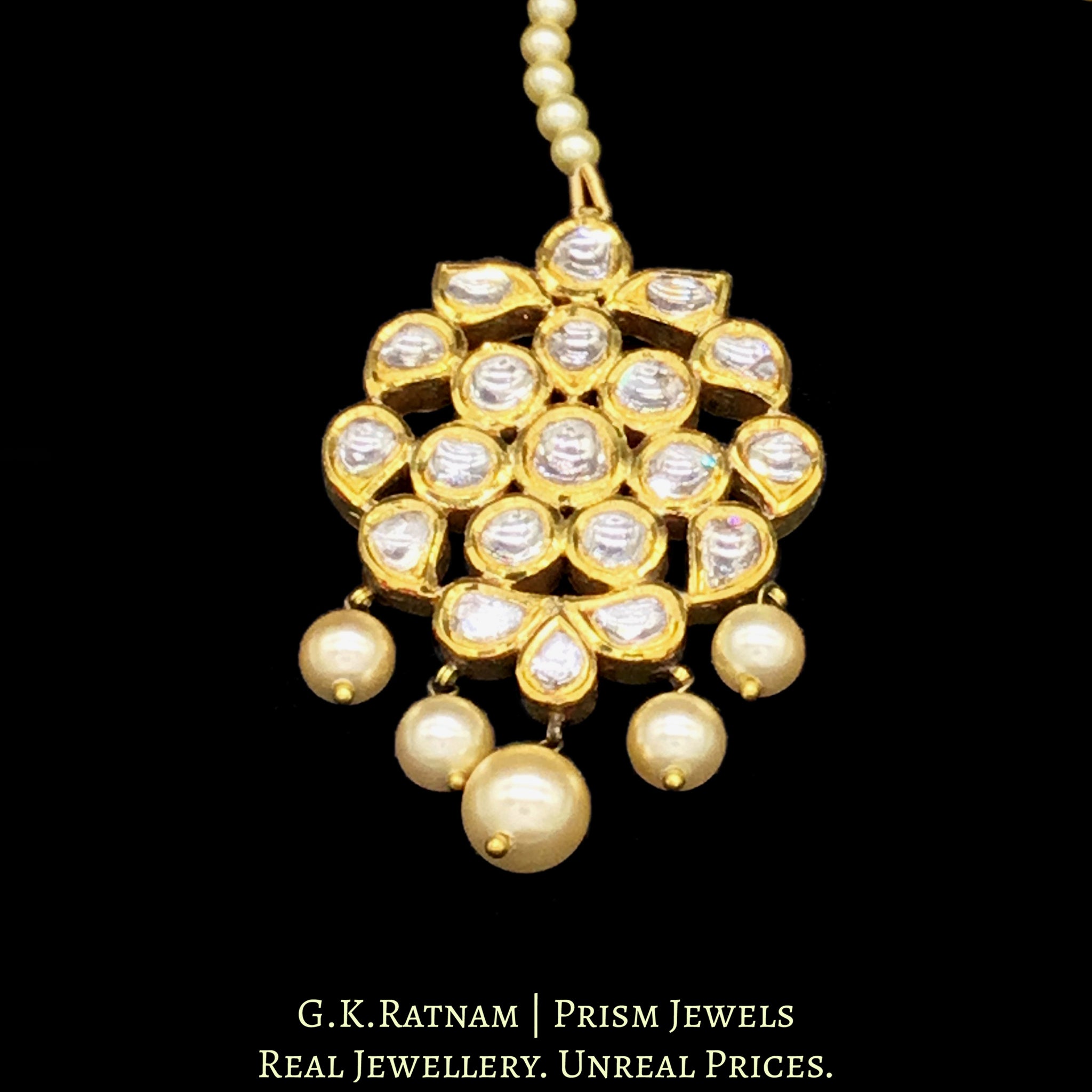 Traditional Gold and Diamond Polki floral Maang Tika with Syndicate uncut diamonds