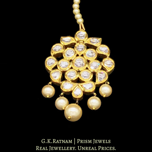 Traditional Gold and Diamond Polki floral Maang Tika with Syndicate uncut diamonds - G. K. Ratnam