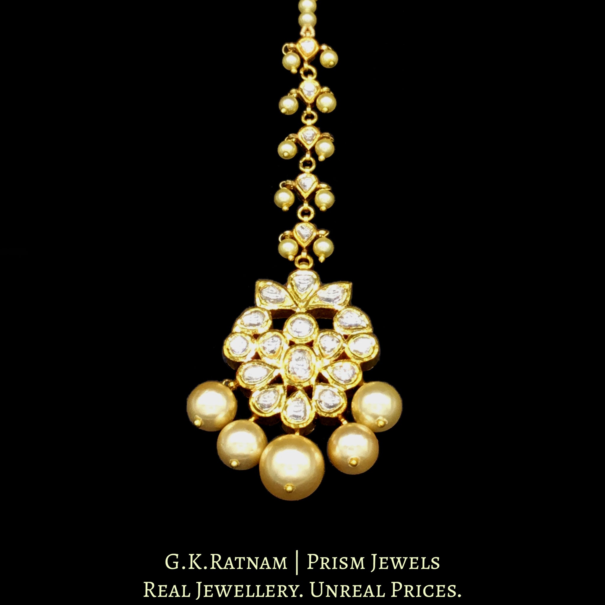 18k Gold and Diamond Polki Maang Tika with syndicate uncut diamonds