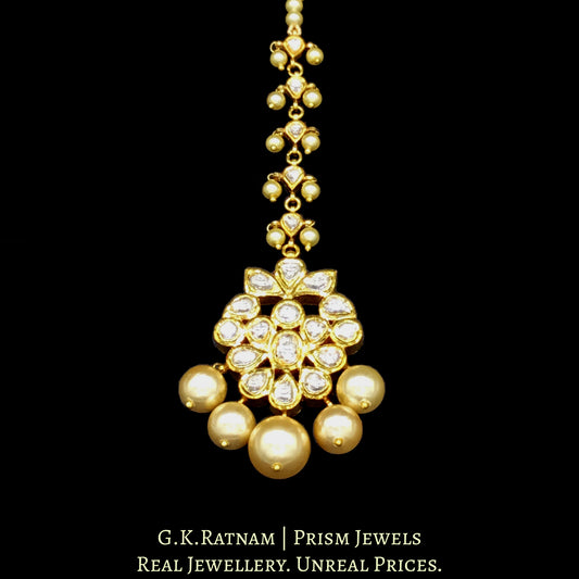 18k Gold and Diamond Polki Maang Tika with syndicate uncut diamonds - G. K. Ratnam