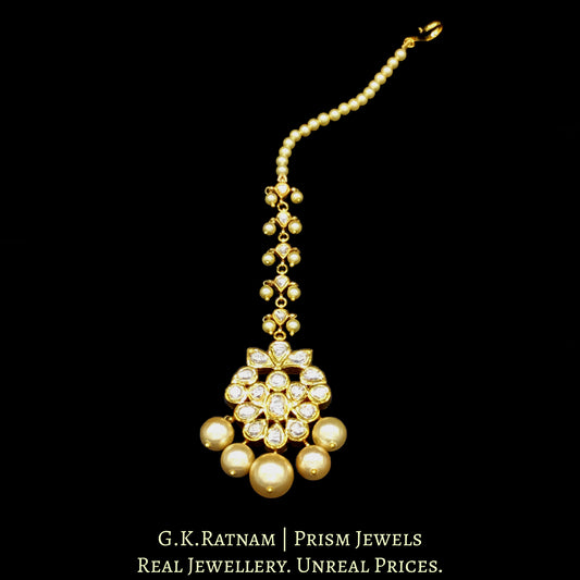 18k Gold and Diamond Polki Maang Tika with syndicate uncut diamonds - G. K. Ratnam