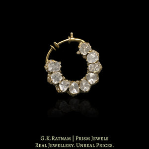 18k Gold and Diamond Polki Open Setting Nose Ring (Nath)