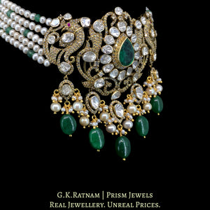 14k Gold and Diamond Polki Open Setting victorian-finish Choker Necklace Set