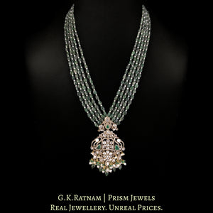 18k Gold and Diamond Polki Open Setting victorian-finish Pendant with Strawberry Quartz and Pearls