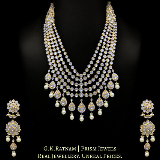 18k Gold and Diamond Polki Long Bridal Necklace Set
