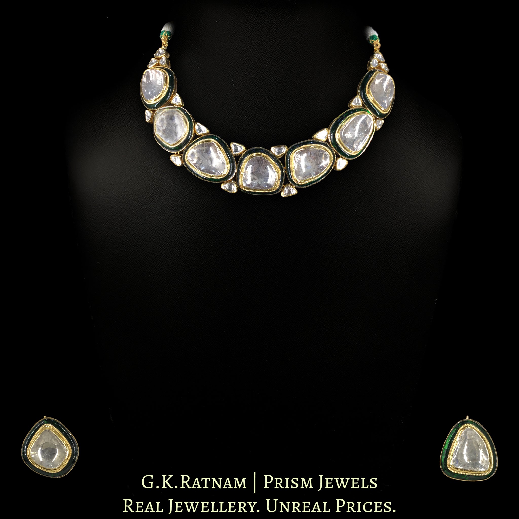 18k Gold And Big Diamond Polki Big Polki Necklace Set