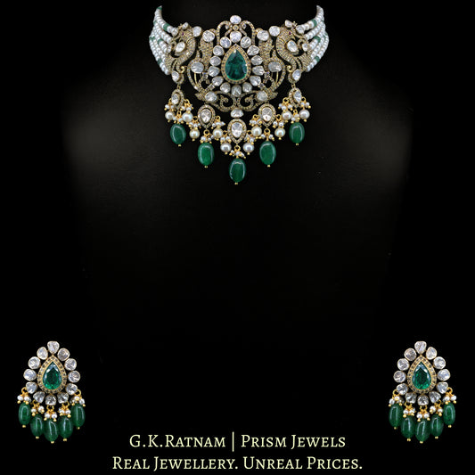 14k Gold and Diamond Polki Open Setting victorian-finish Choker Necklace Set